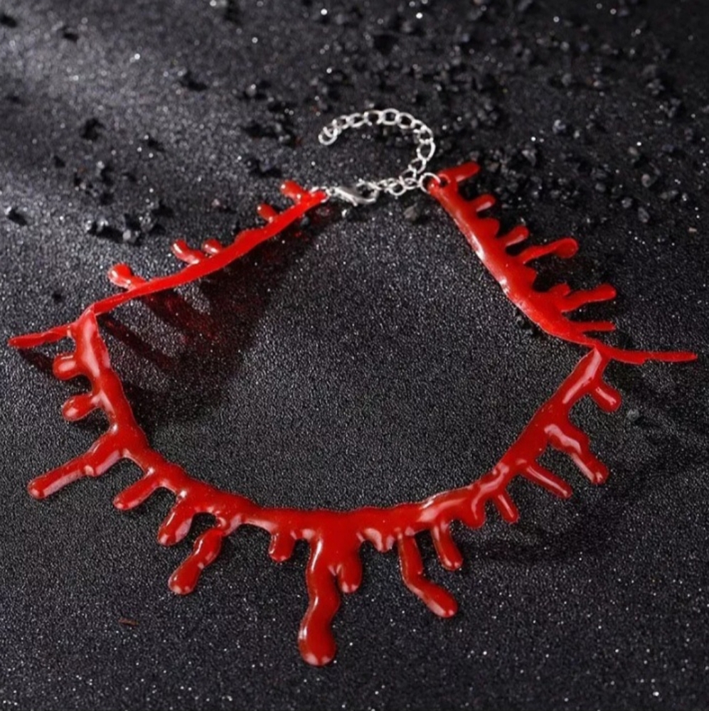 Dripping Blood Red Adjustable Choker Necklace - Picture 7 of 8